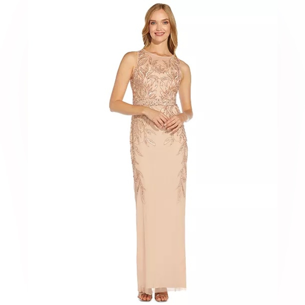 Elegant Beige Sleeveless Dress